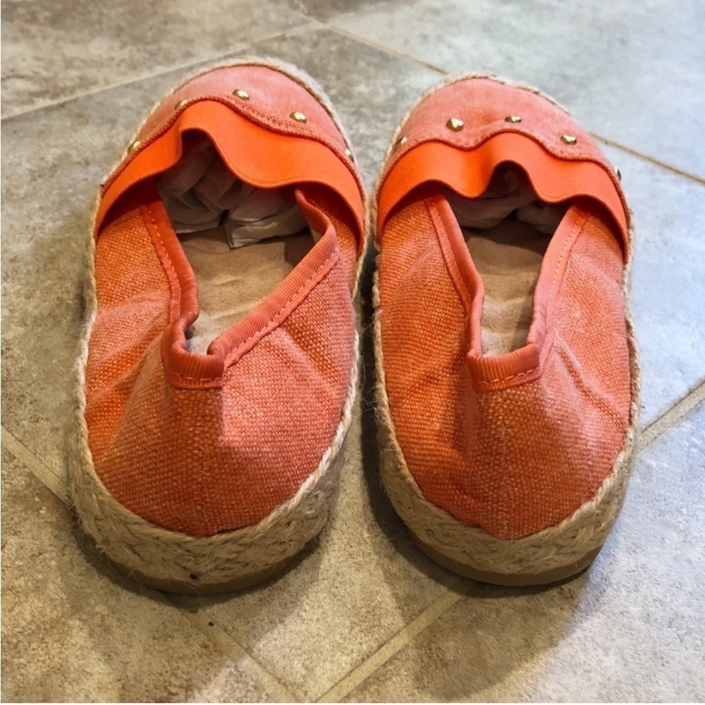 π Avon orange studded canvas slip on espadrilles flats comfort - Picture 3 of 6